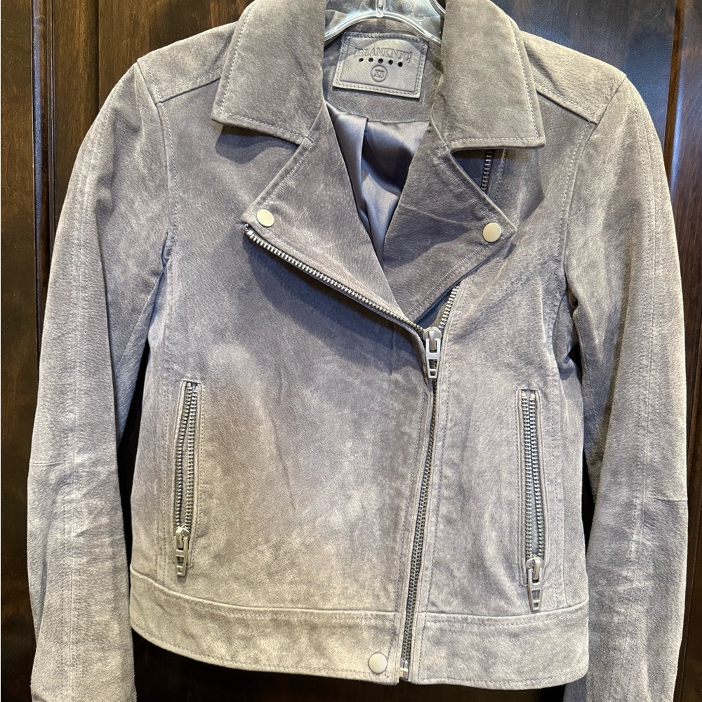 Blank NYC Women's Light Gray Leather Jacket